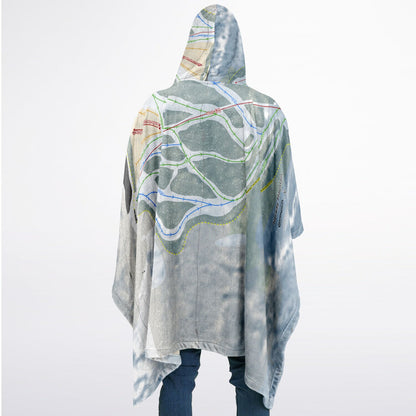 Norway Mountain, Michigan Ski Resort Map Flannel Blanket Poncho