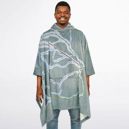 Purden Ski Village, British Columbia Ski Resort Map Flannel Blanket Poncho
