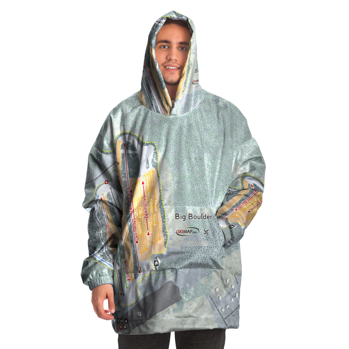 Big Boulder, Pennsylvania Ski Trail Map Snug Hoodie