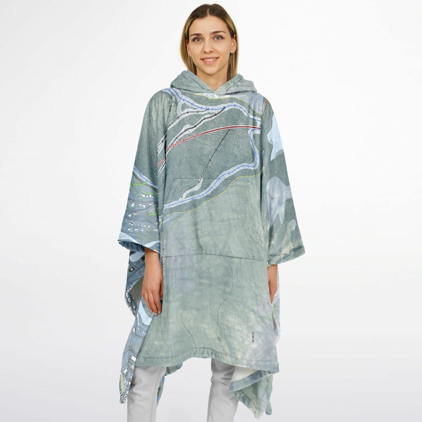 Loon Mountain, New Hampshire Ski Resort Map Flannel Blanket Poncho