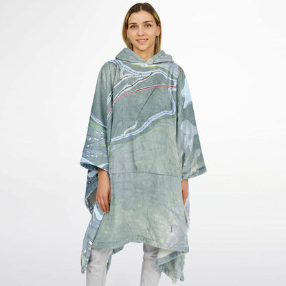 Loon Mountain, New Hampshire Ski Resort Map Flannel Blanket Poncho