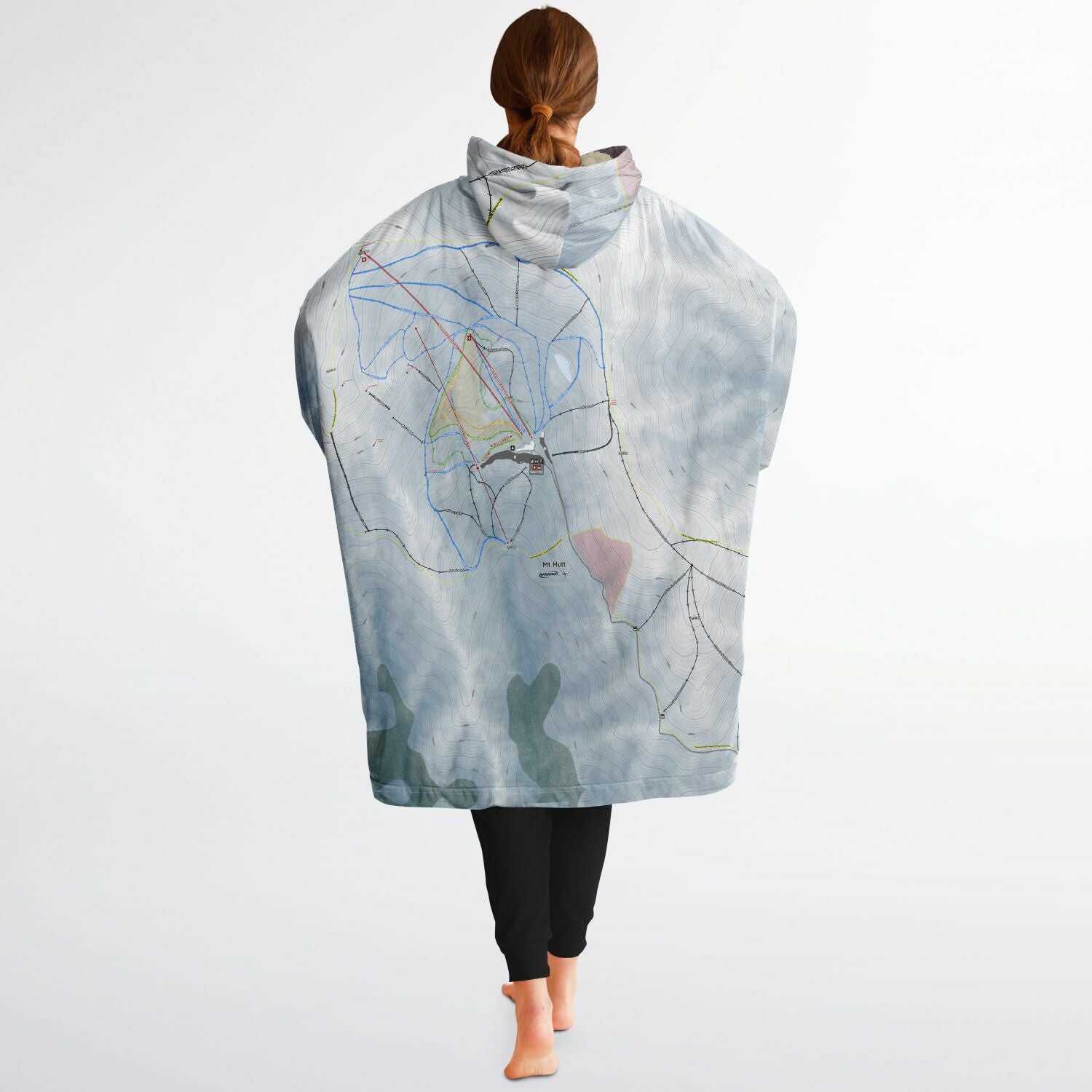 Mt Hutt, New Zealand Ski Trail Map - Snug Hoodie