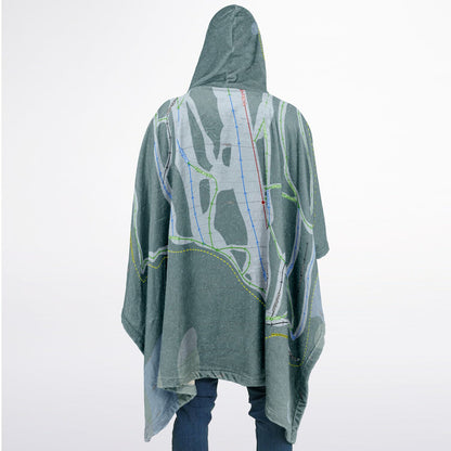 Wapiti Ski Club, British Columbia Ski Resort Map Flannel Blanket Poncho