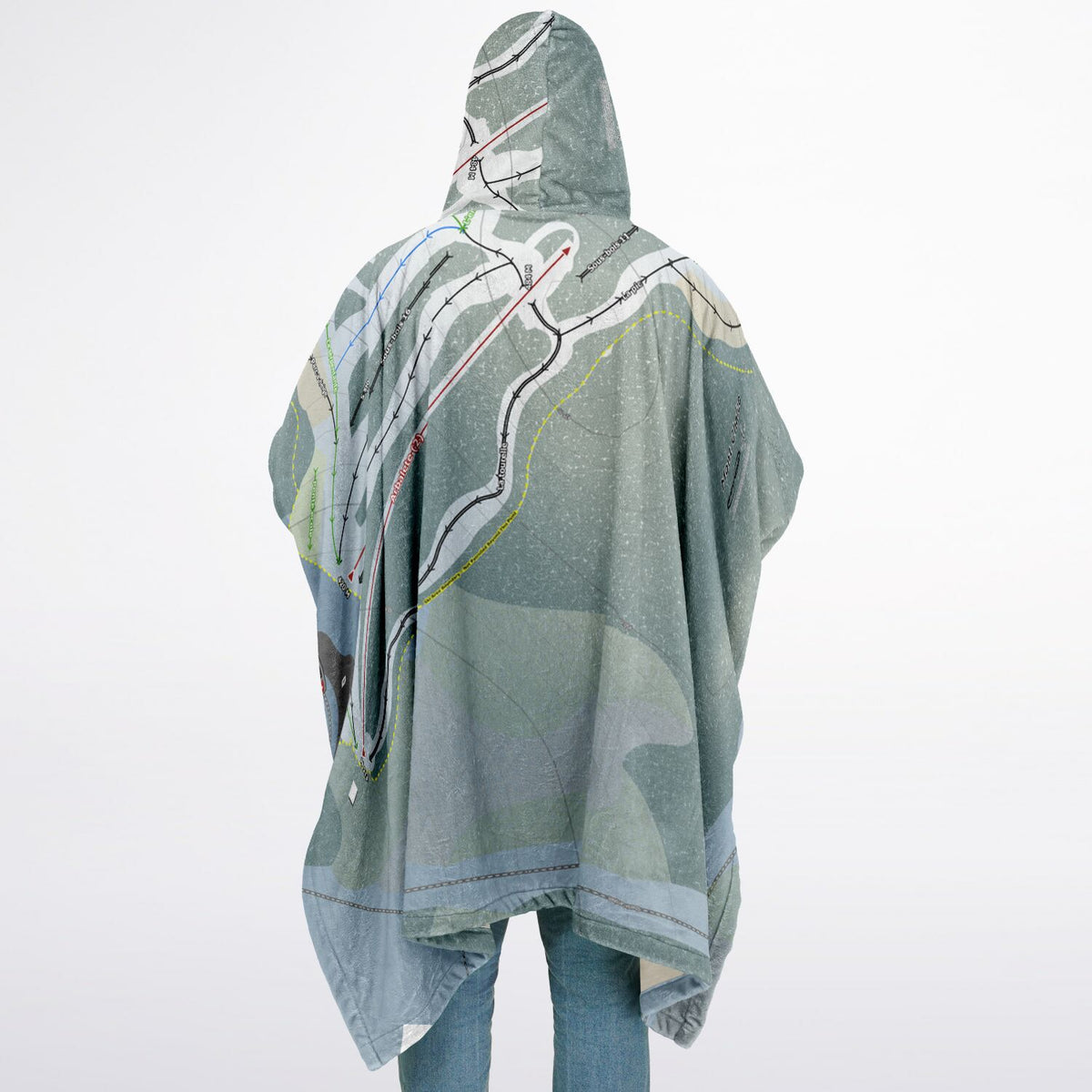 Mont Chalco, Quebec Ski Resort Map Flannel Blanket Poncho