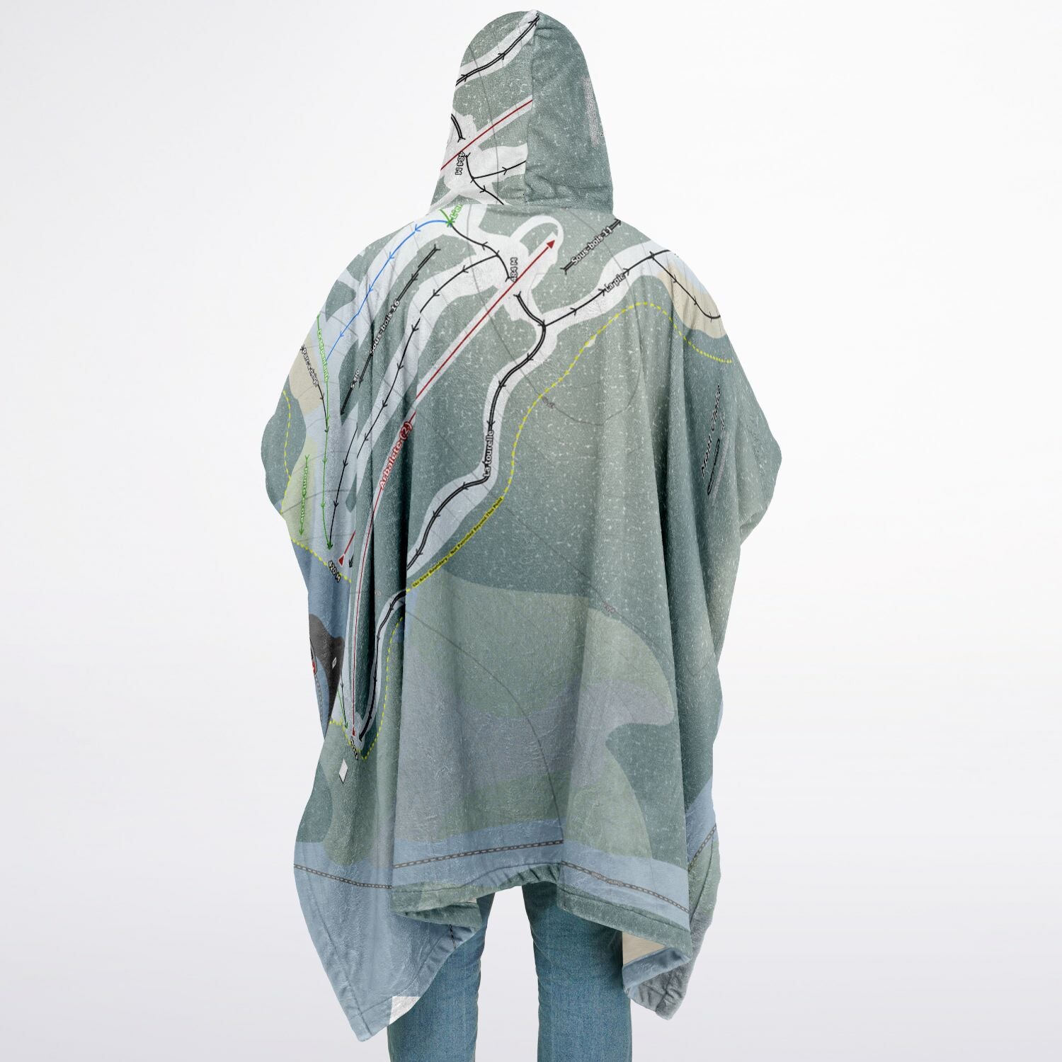Mont Chalco, Quebec Ski Resort Map Flannel Blanket Poncho