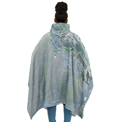 Black Mountain, New Hampshire Ski Resort Map Flannel Blanket Poncho