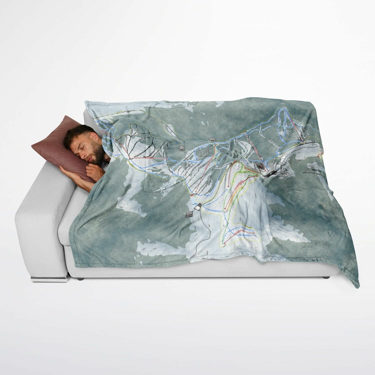 Mount Hotham, Australia Ski Resort Map Flannel Blanket Poncho - Powderaddicts