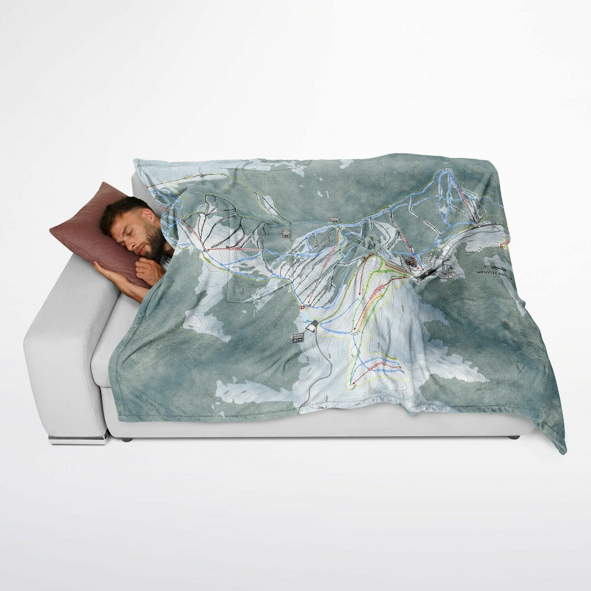 Mount Hotham, Australia Ski Resort Map Flannel Blanket Poncho