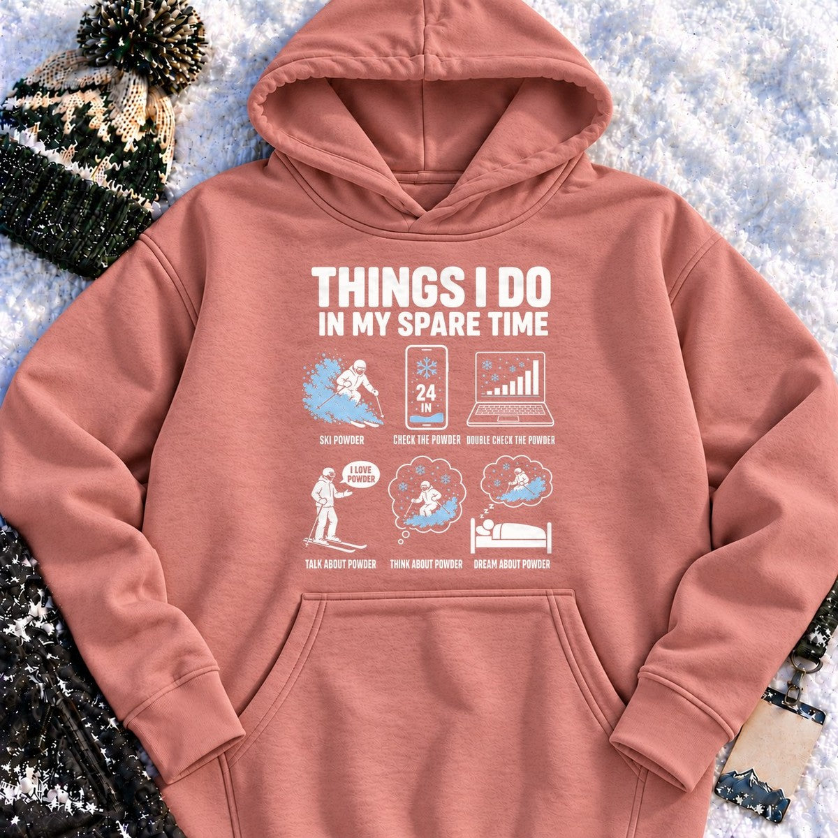 Spare Time Ski Powder - Hoodie (Dusty Rose)