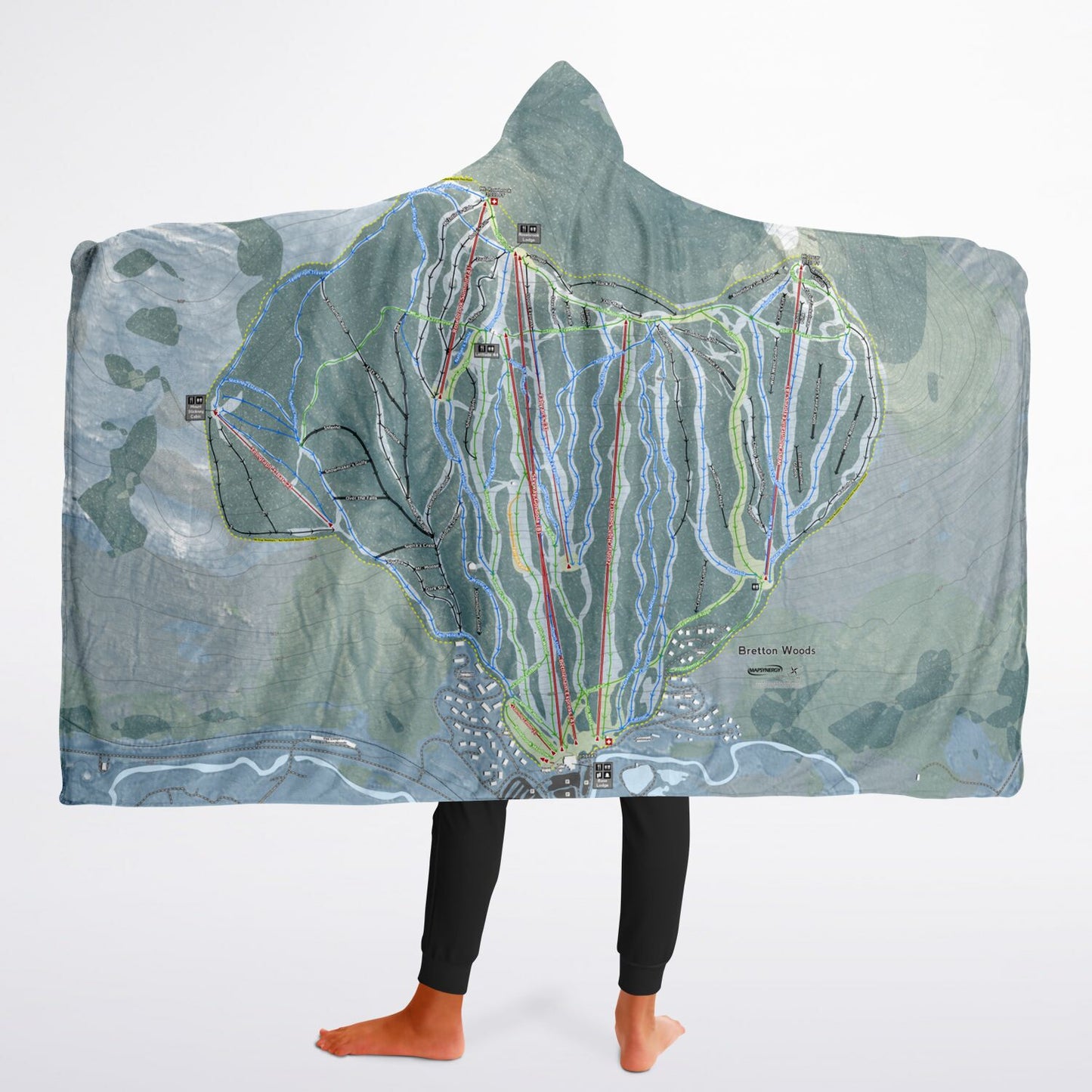 Bretton Woods, New Hampshire Ski Trail Map - Youth Hooded Blanket