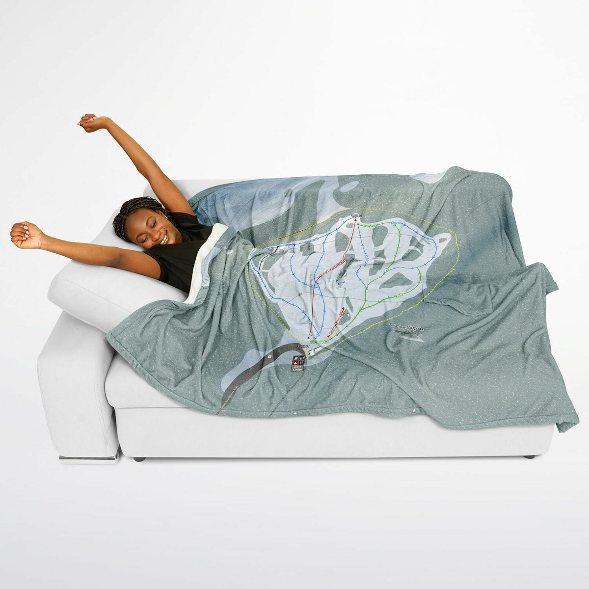 Cooper Spur, Oregon Ski Resort Map Flannel Blanket Poncho