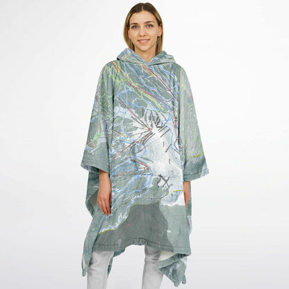Big Sky, Montana Ski Resort Map Flannel Blanket Poncho