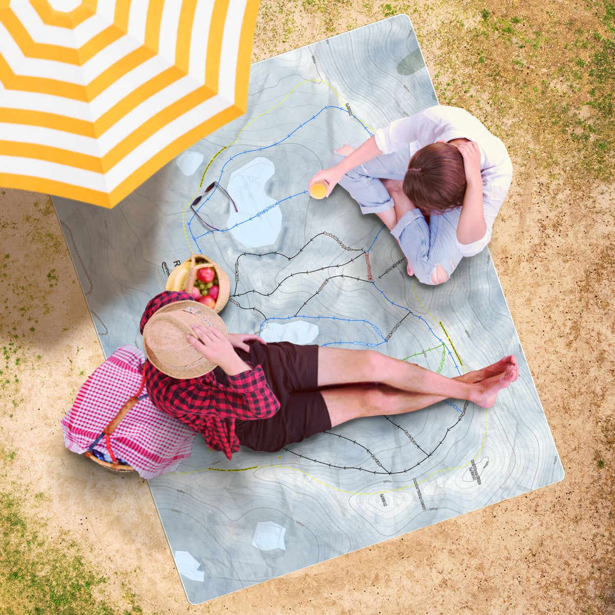 Rainbow, New Zealand Ski Resort Map Printed Beach Towel