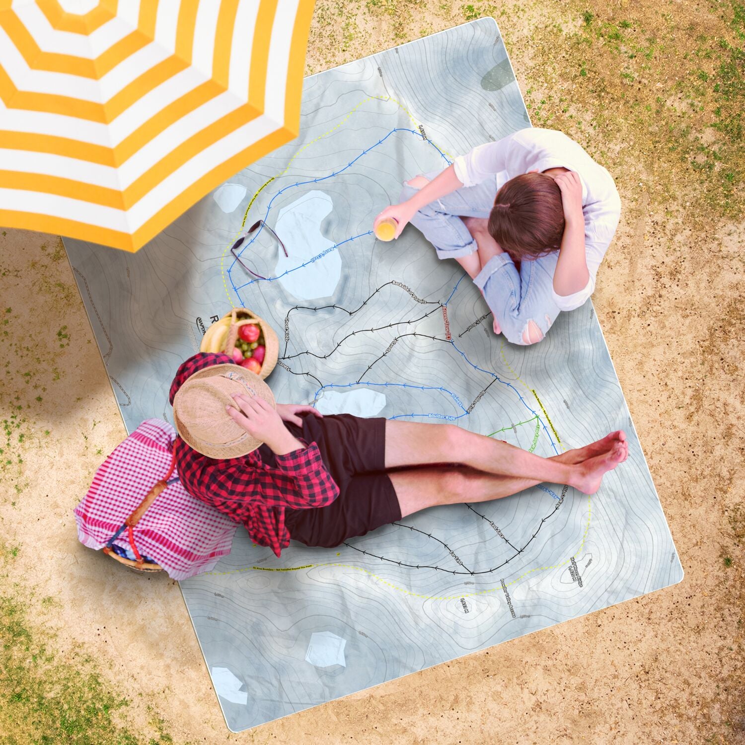 Rainbow, New Zealand Ski Resort Map Printed Beach Towel