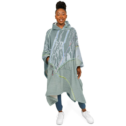 Hudson Bay Mountain, British Columbia Ski Resort Map Flannel Blanket Poncho