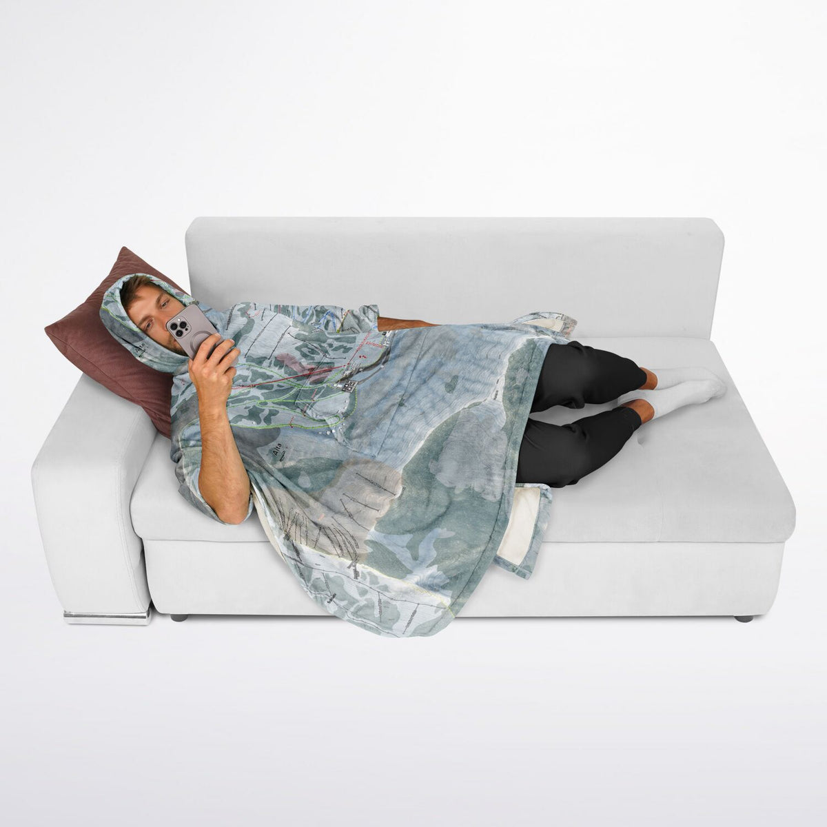 Alta, Utah Ski Resort Map Flannel Blanket Poncho