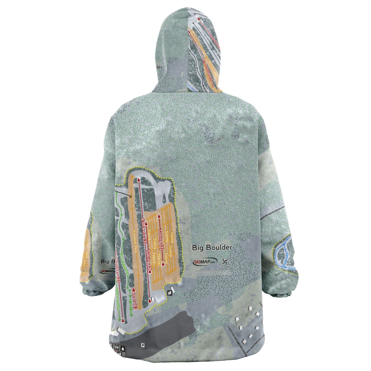 Big Boulder, Pennsylvania Ski Trail Map Snug Hoodie