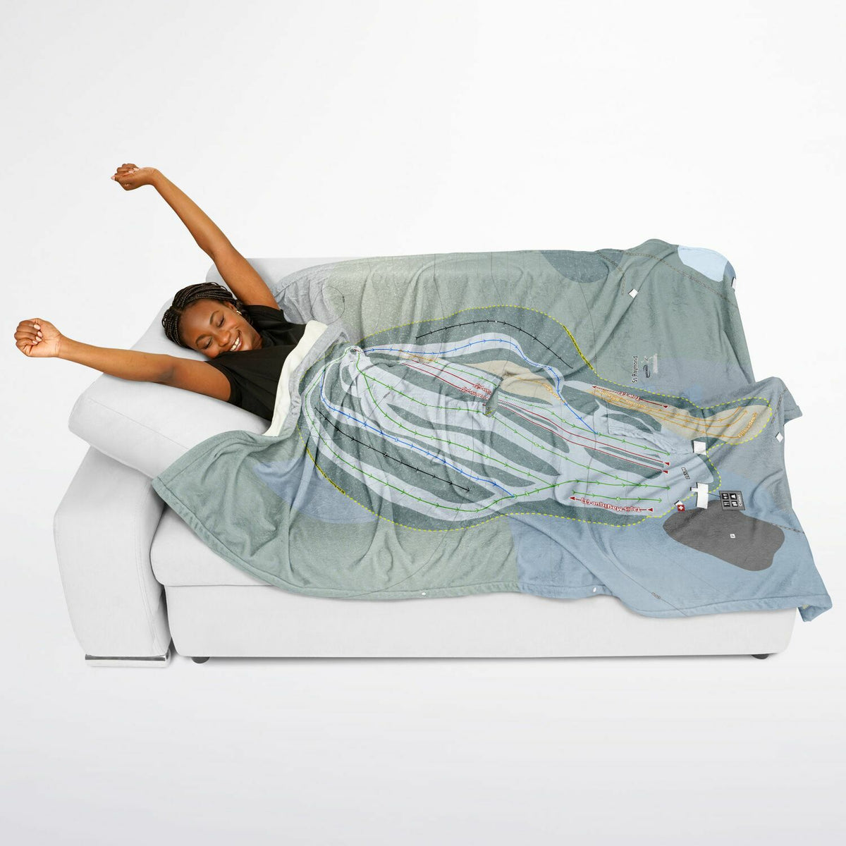 St Raymond, Quebec Ski Resort Map Flannel Blanket Poncho