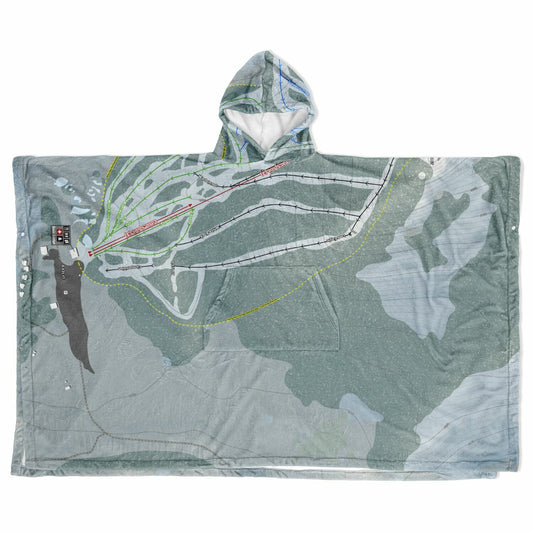 White Pine, Wyoming Ski Resort Map Flannel Blanket Poncho