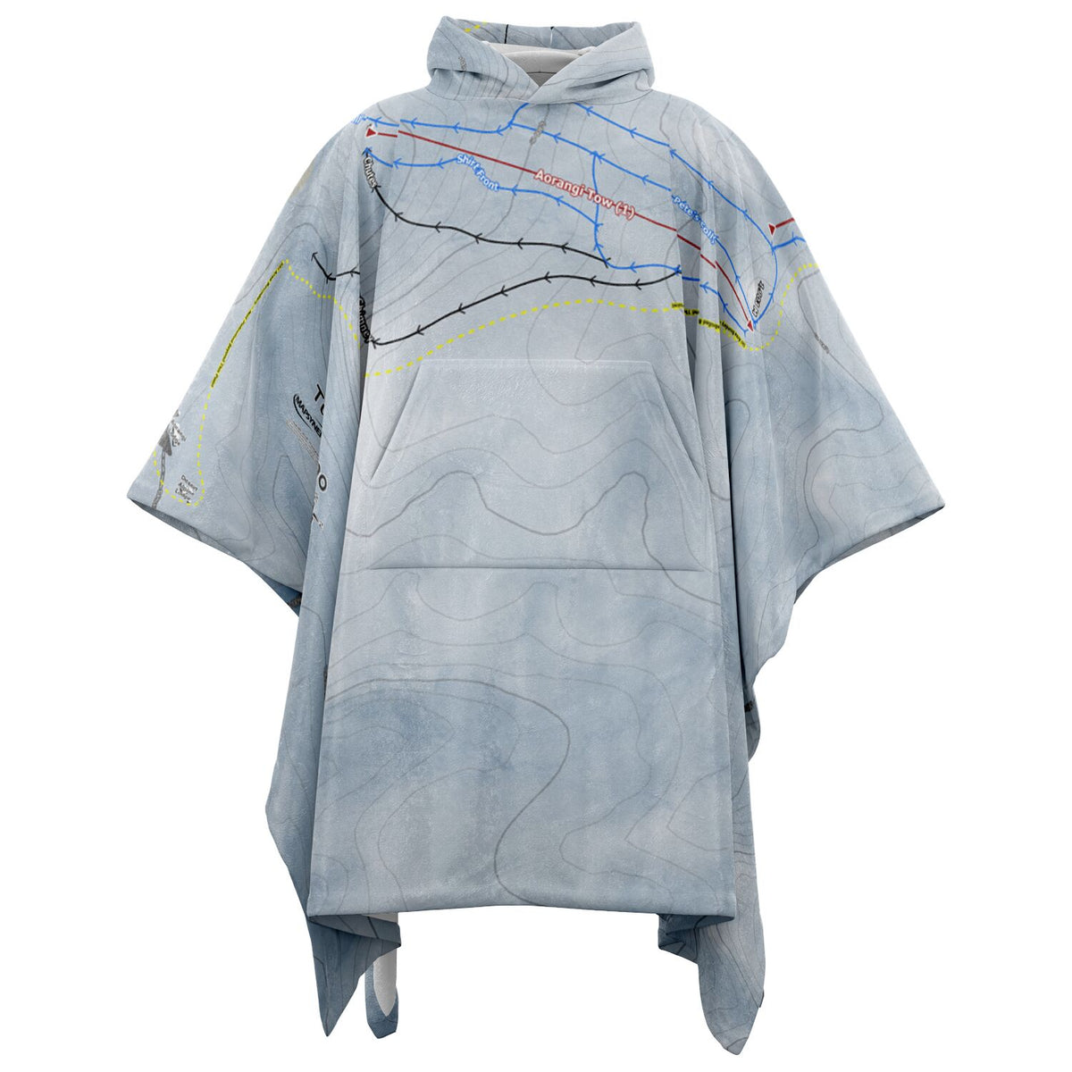 Tukino, New Zealand Ski Resort Map Flannel Blanket Poncho