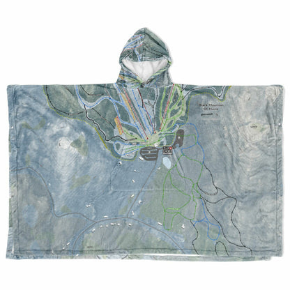 Black Mountain of Maine, Maine Ski Resort Map Flannel Blanket Poncho