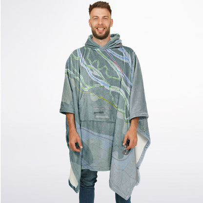 Shames Mountain, British Columbia Ski Resort Map Flannel Blanket Poncho