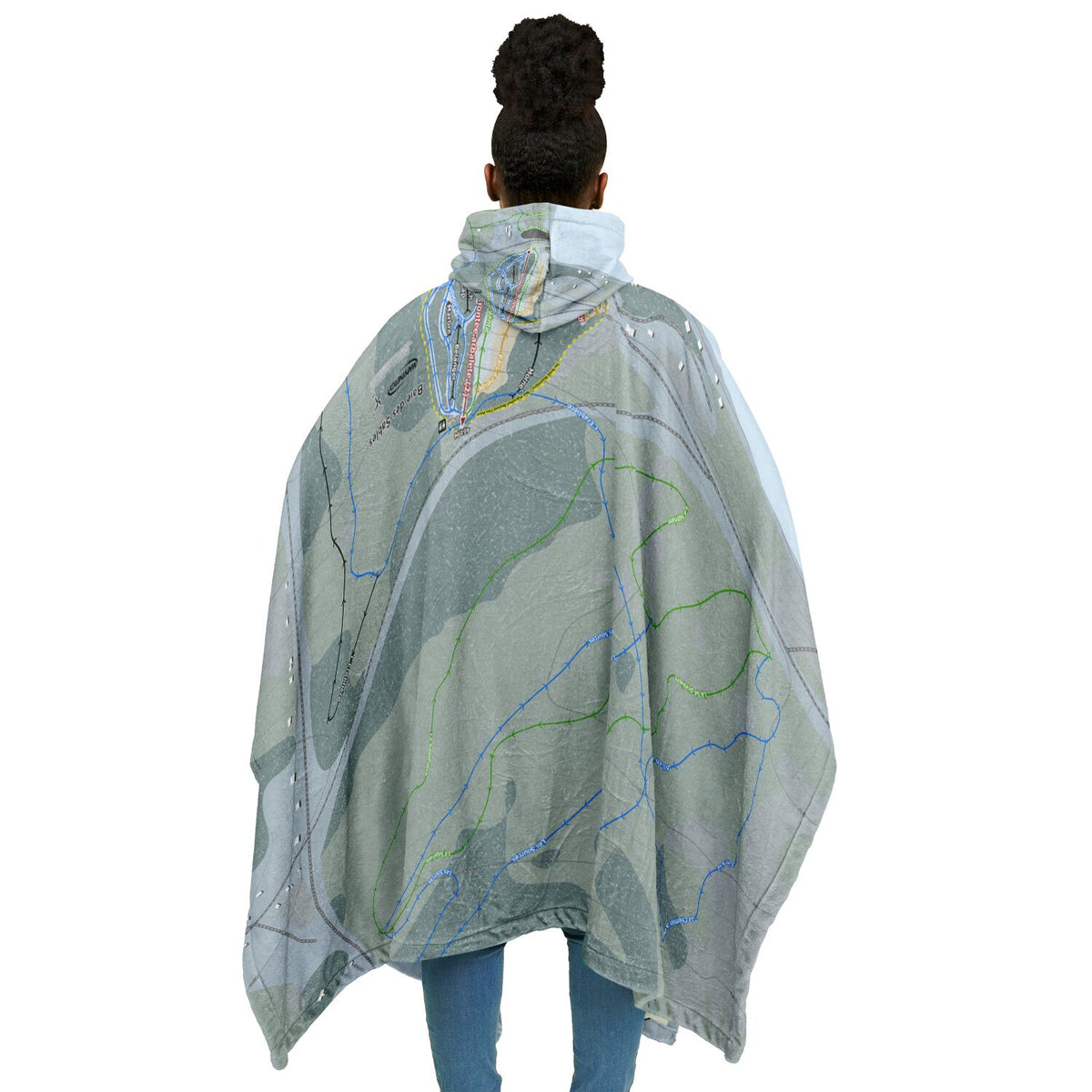 Baie des Sables, Quebec Ski Resort Map Flannel Blanket Poncho