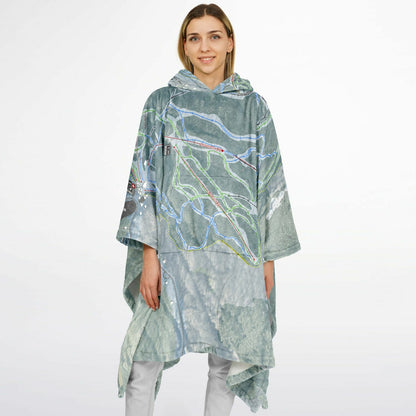 Mad River Glen, Vermont Ski Resort Map Flannel Blanket Poncho