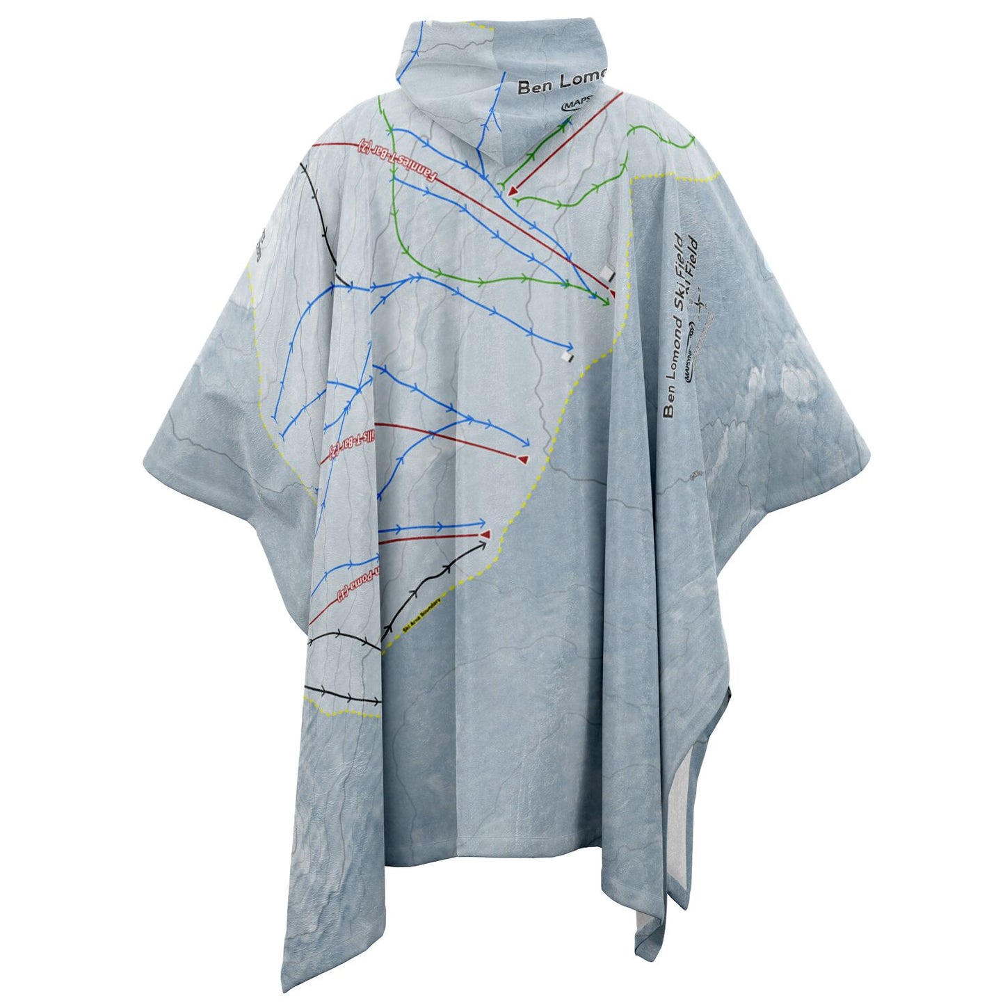 Ben Lomond Ski Resort, Australia Ski Resort Map Flannel Blanket Poncho - Powderaddicts