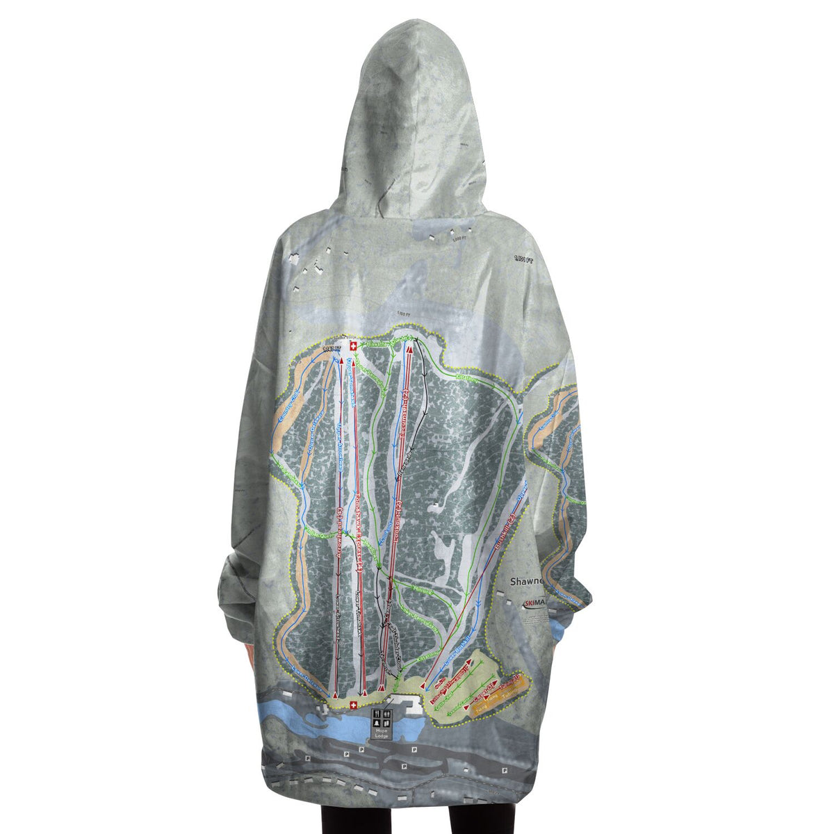 Shawnee Mountain, Pennsylvania Ski Trail Map Snug Hoodie