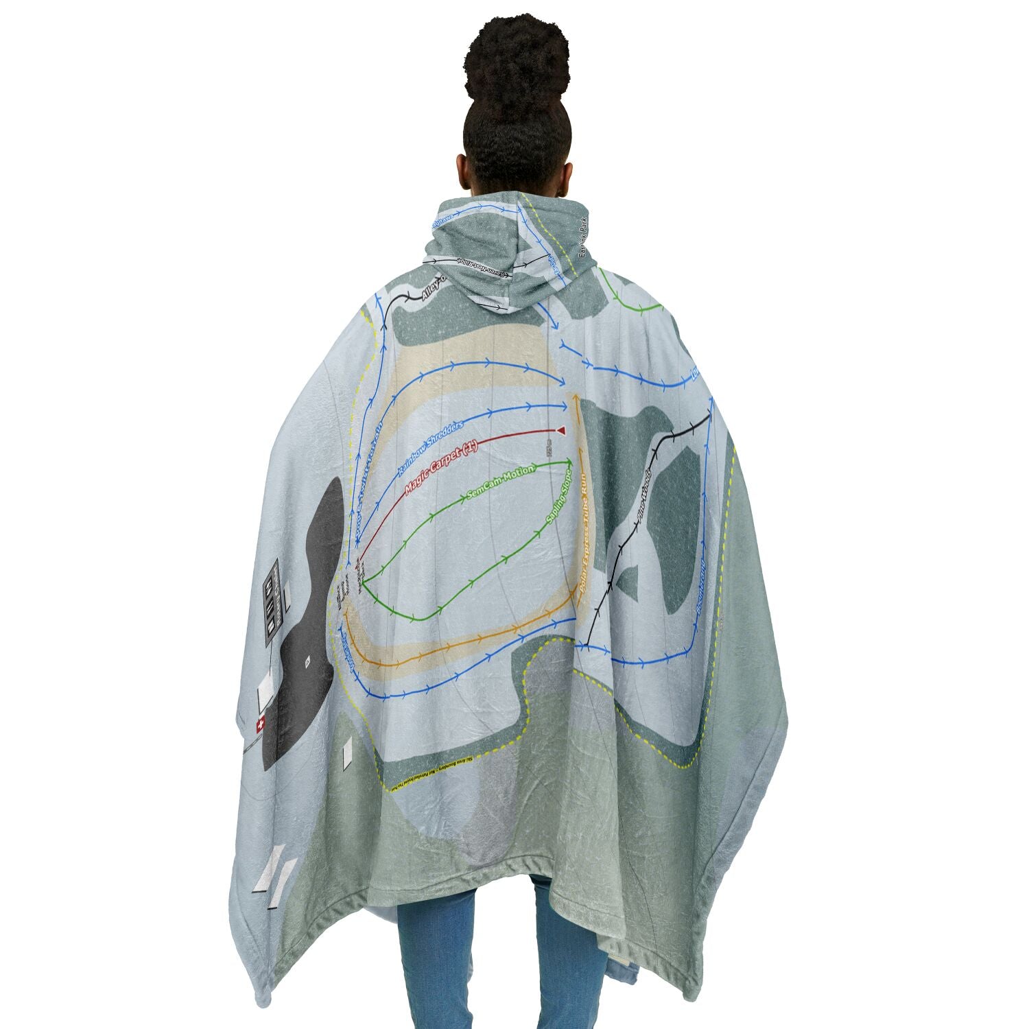 Eastlink Park, Alberta Ski Resort Map Flannel Blanket Poncho