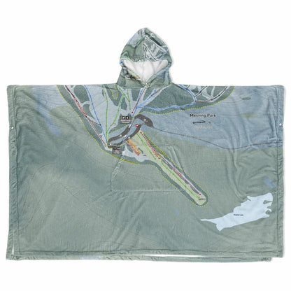 Manning Park, British Columbia Ski Resort Map Flannel Blanket Poncho