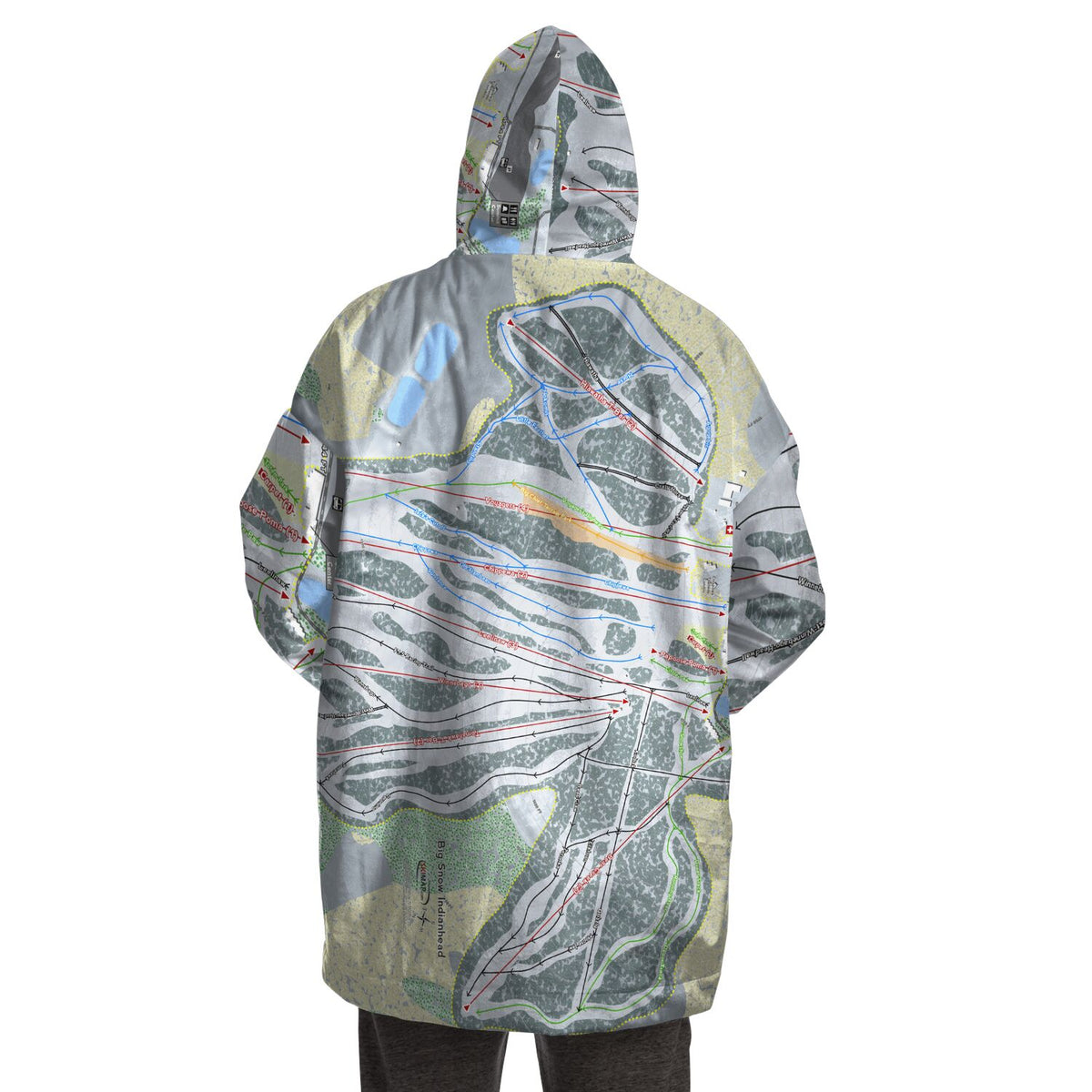 Big Snow Indianhead, Michigan Ski Trail Map Snug Hoodie