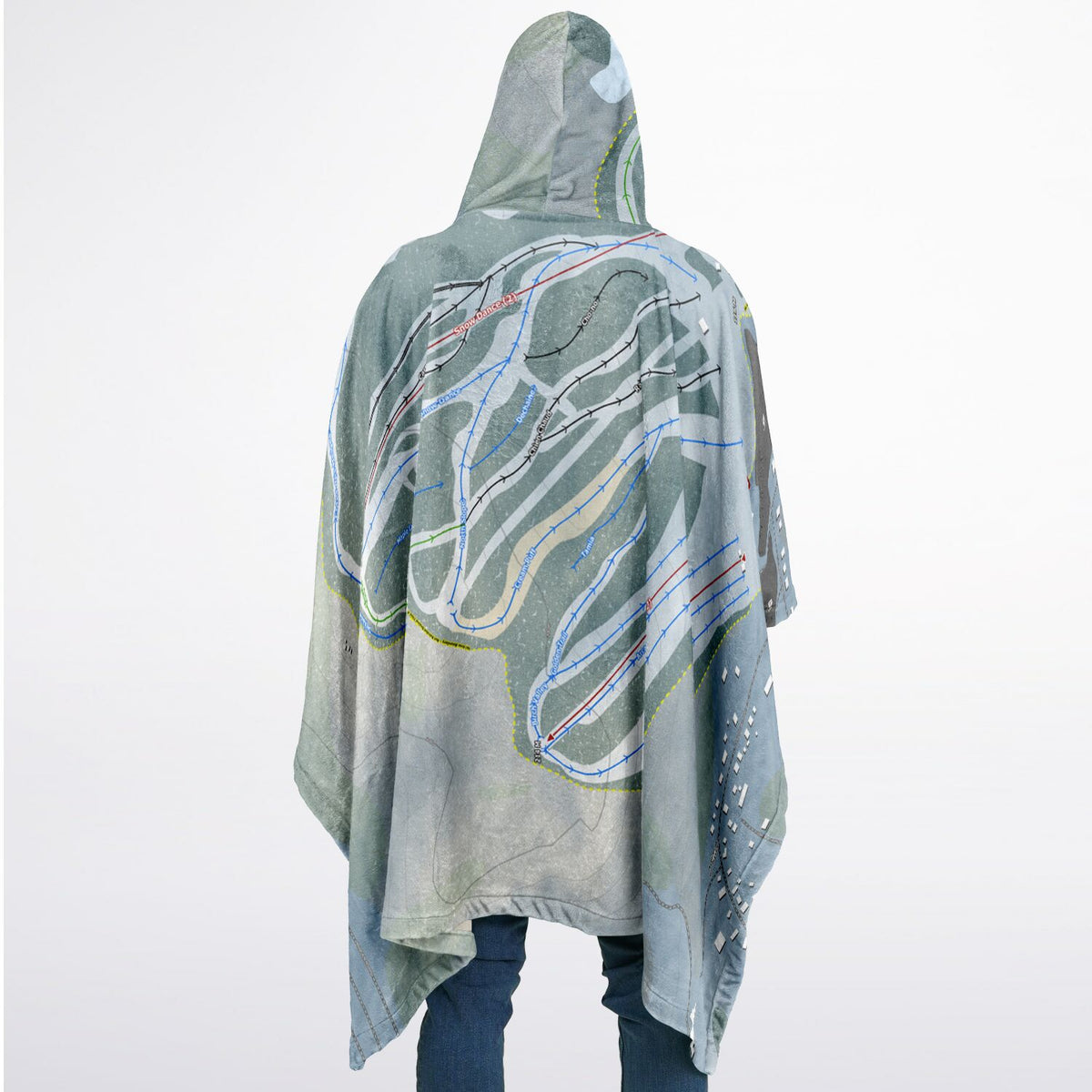 Ski Vorlage, Quebec Ski Resort Map Flannel Blanket Poncho