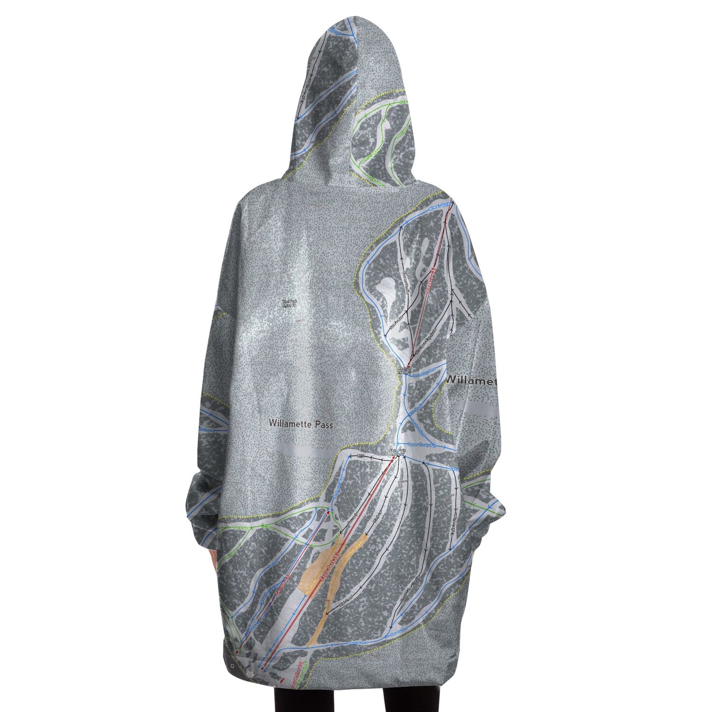 Willamette Pass, Oregon Ski Trail Map Snug Hoodie