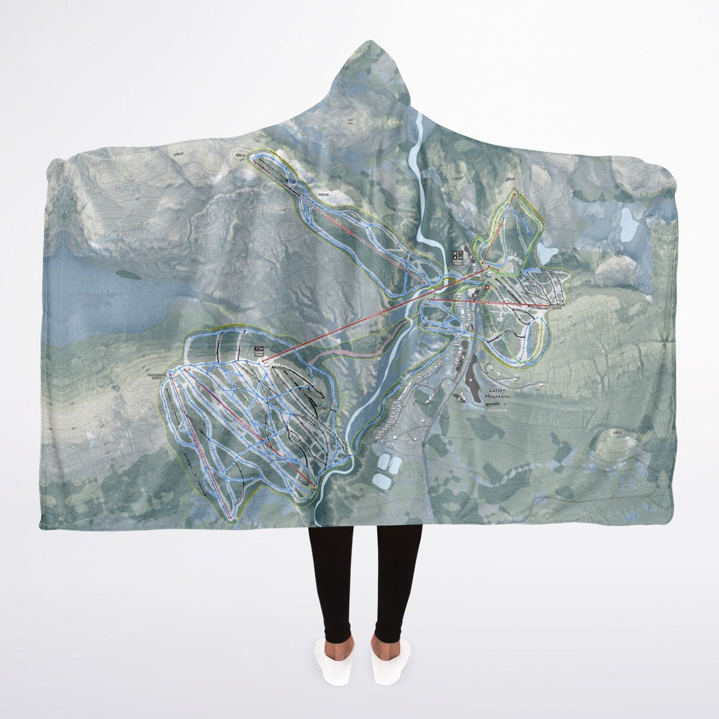 Lutsen Mountains, Minnesota Ski Trail Map - Adult Hooded Blanket