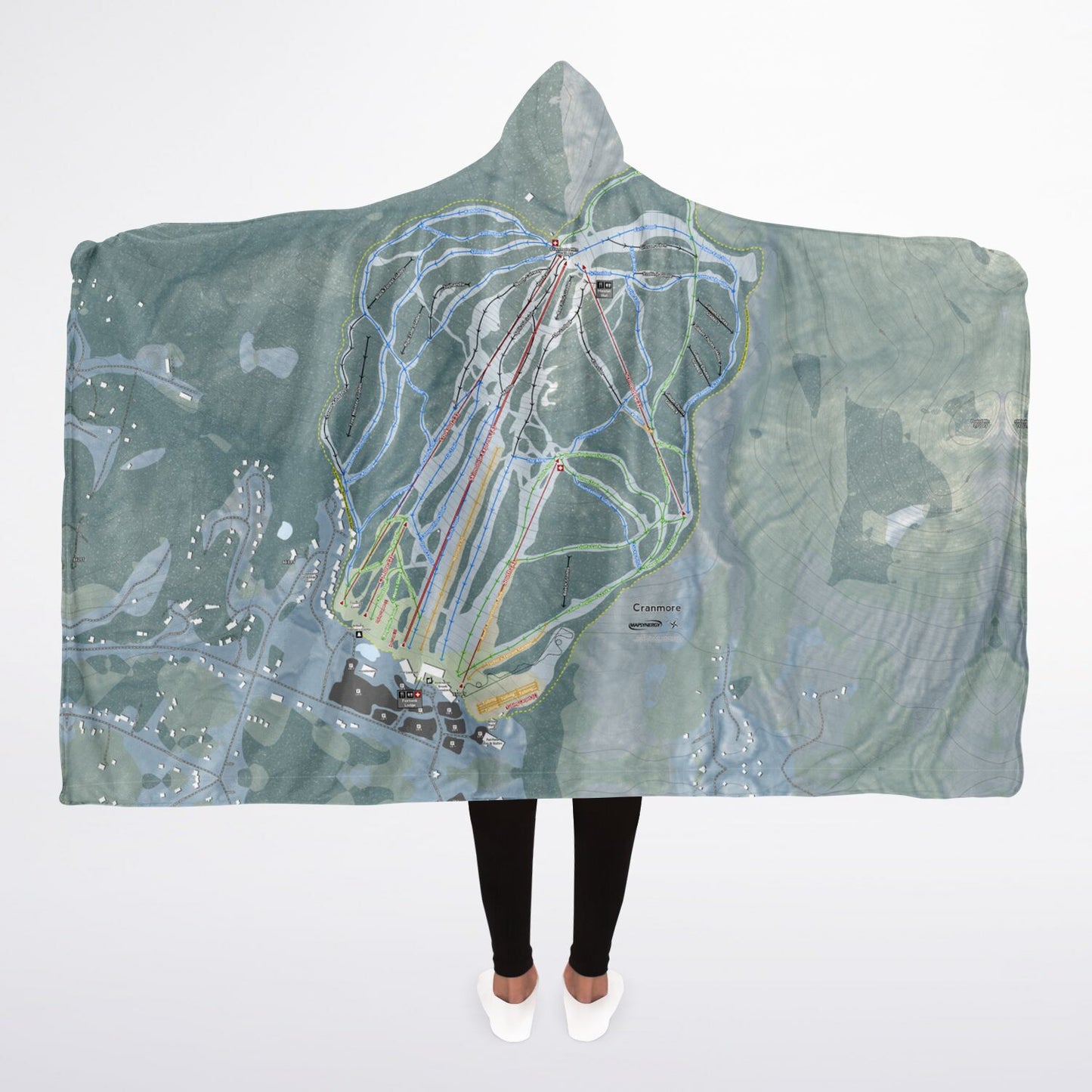 Cranmore Mountain, New Hampshire Ski Trail Map - Adult Hooded Blanket