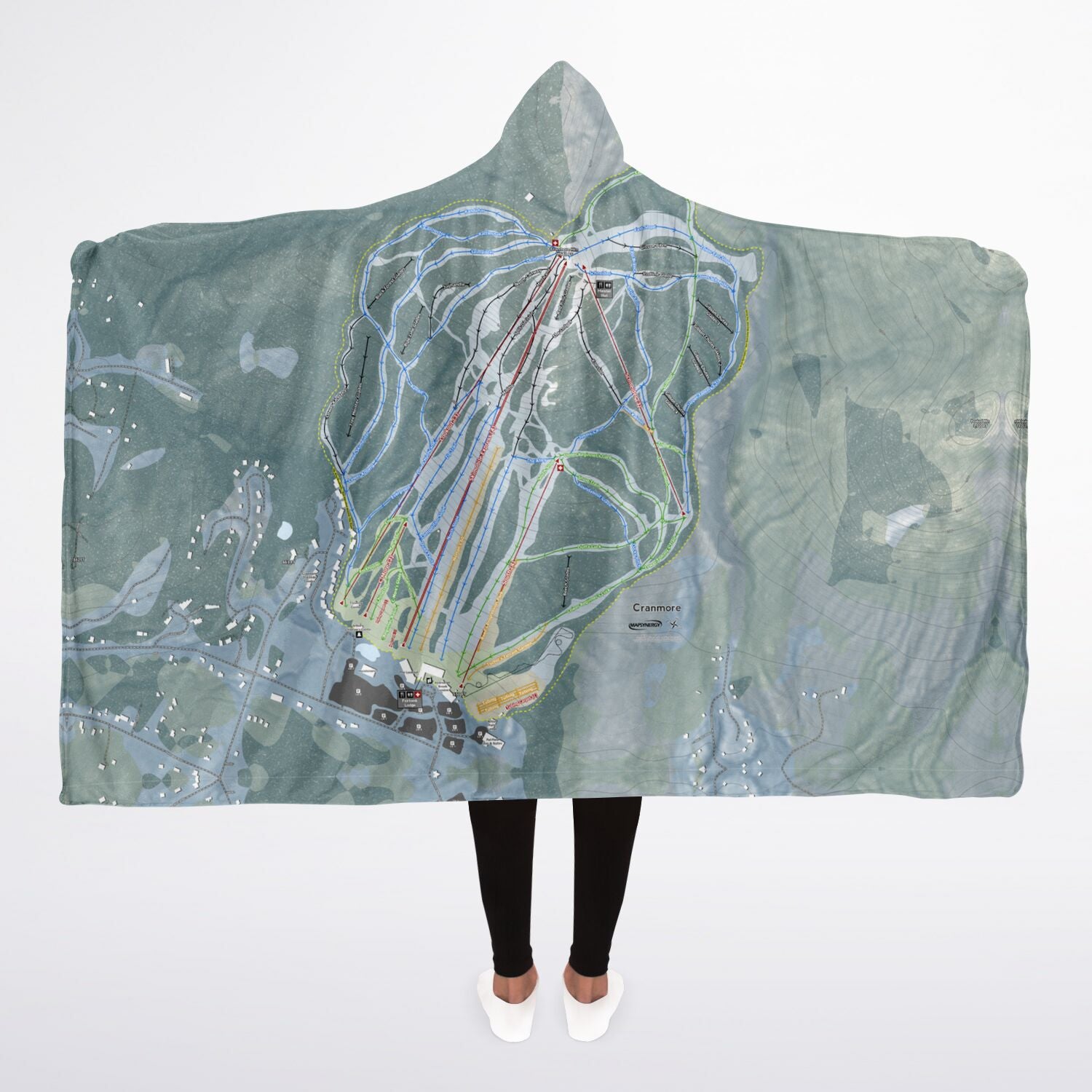 Cranmore Mountain, New Hampshire Ski Trail Map - Adult Hooded Blanket