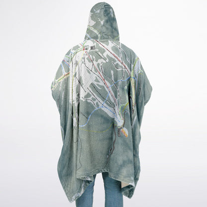 Mt Spokane, Washington Ski Resort Map Flannel Blanket Poncho