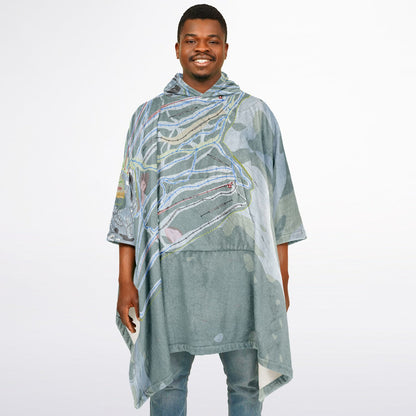 Mt Washington, British Columbia Ski Resort Map Flannel Blanket Poncho