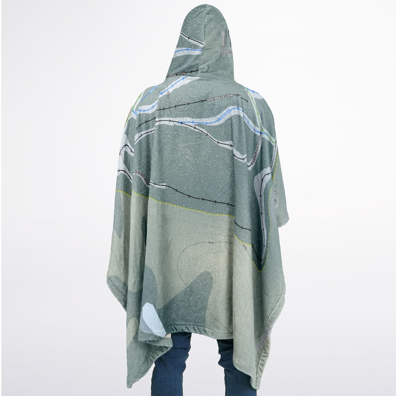 SkiLa Tuque, Quebec Ski Resort Map Flannel Blanket Poncho