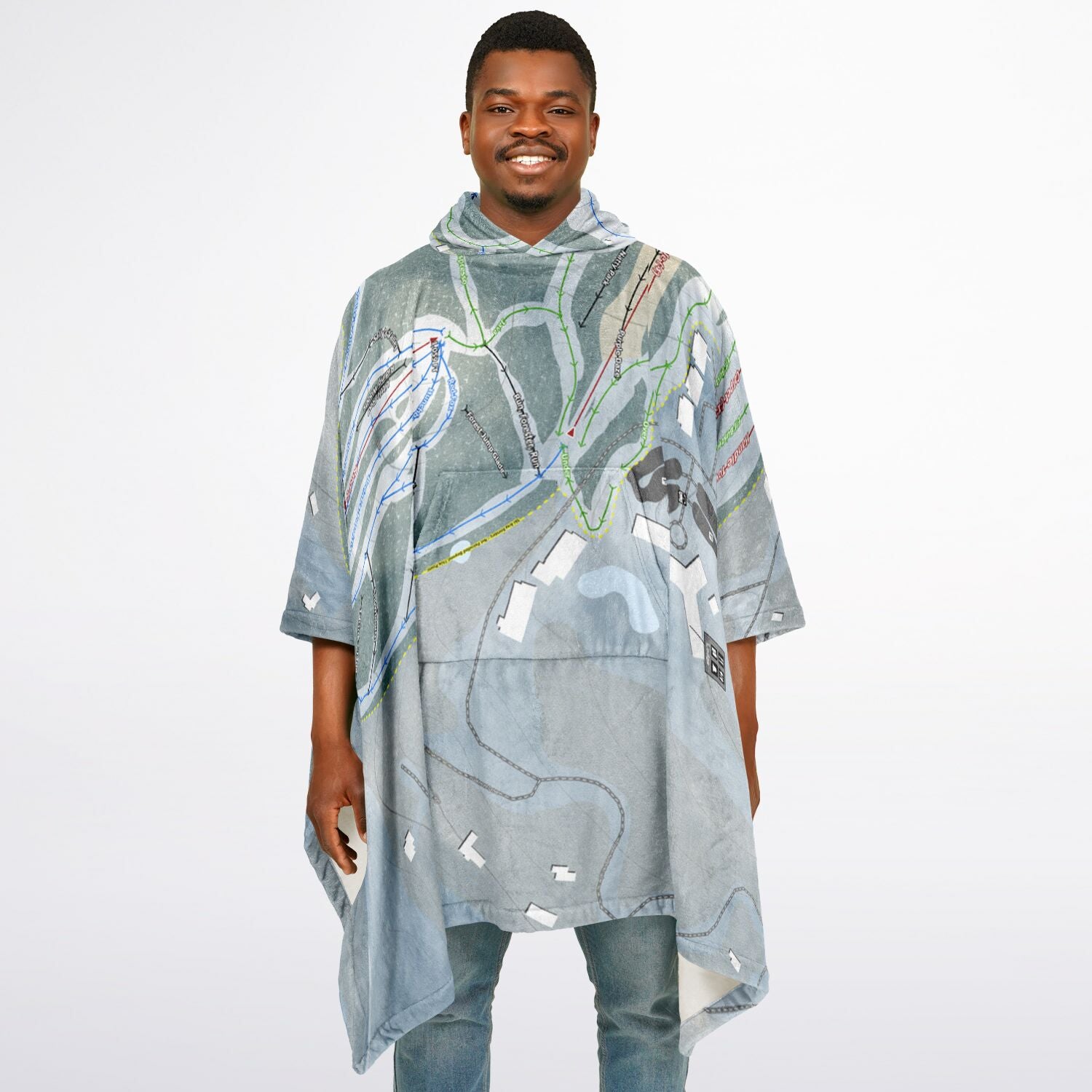 Shanty Creek Schuss Mountain, Michigan Ski Resort Map Flannel Blanket Poncho