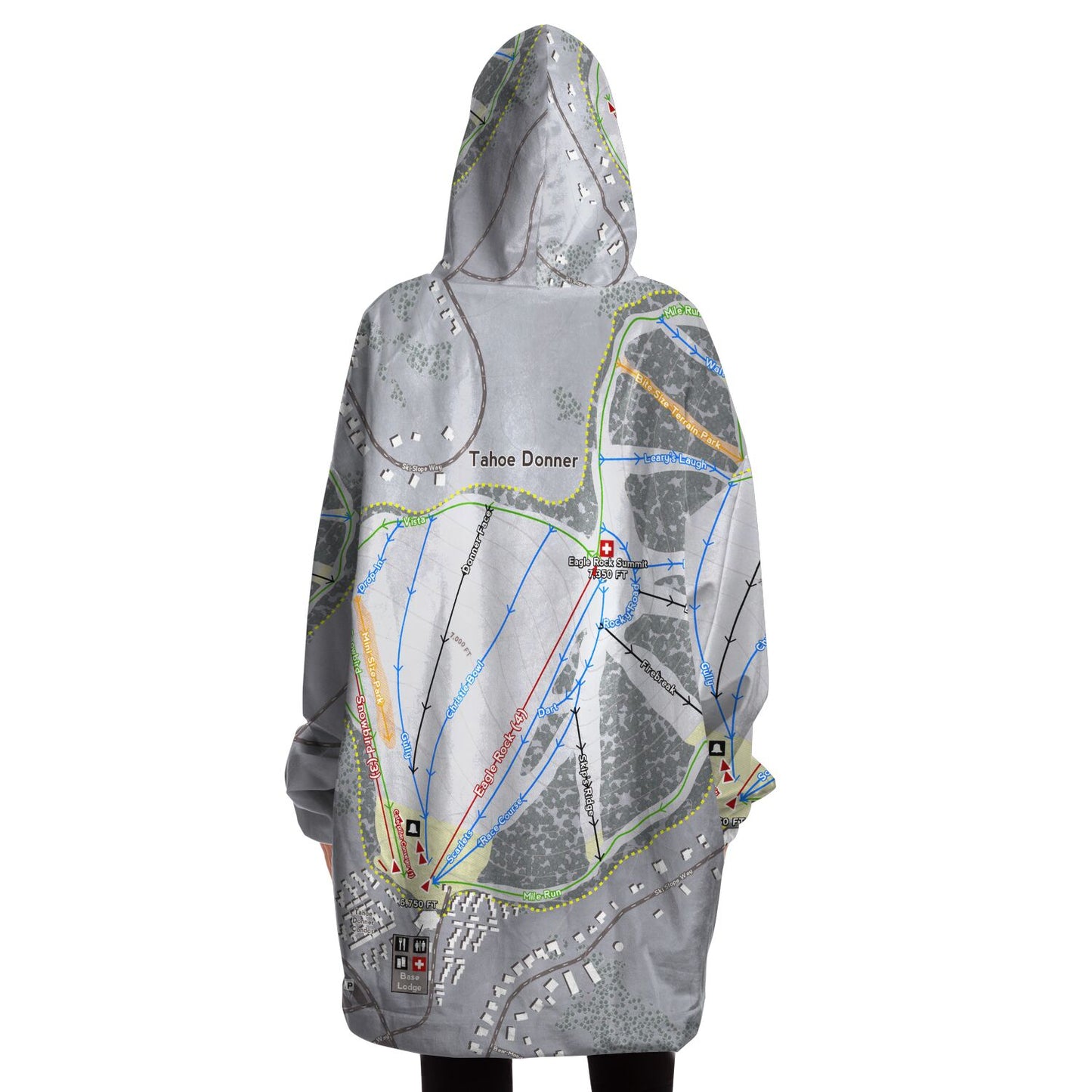 Tahoe Donner, California Ski Trail Map - Snug Hoodie - Powderaddicts