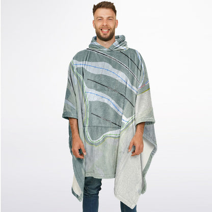 Porcupine Mountains, Michigan Ski Resort Map Flannel Blanket Poncho