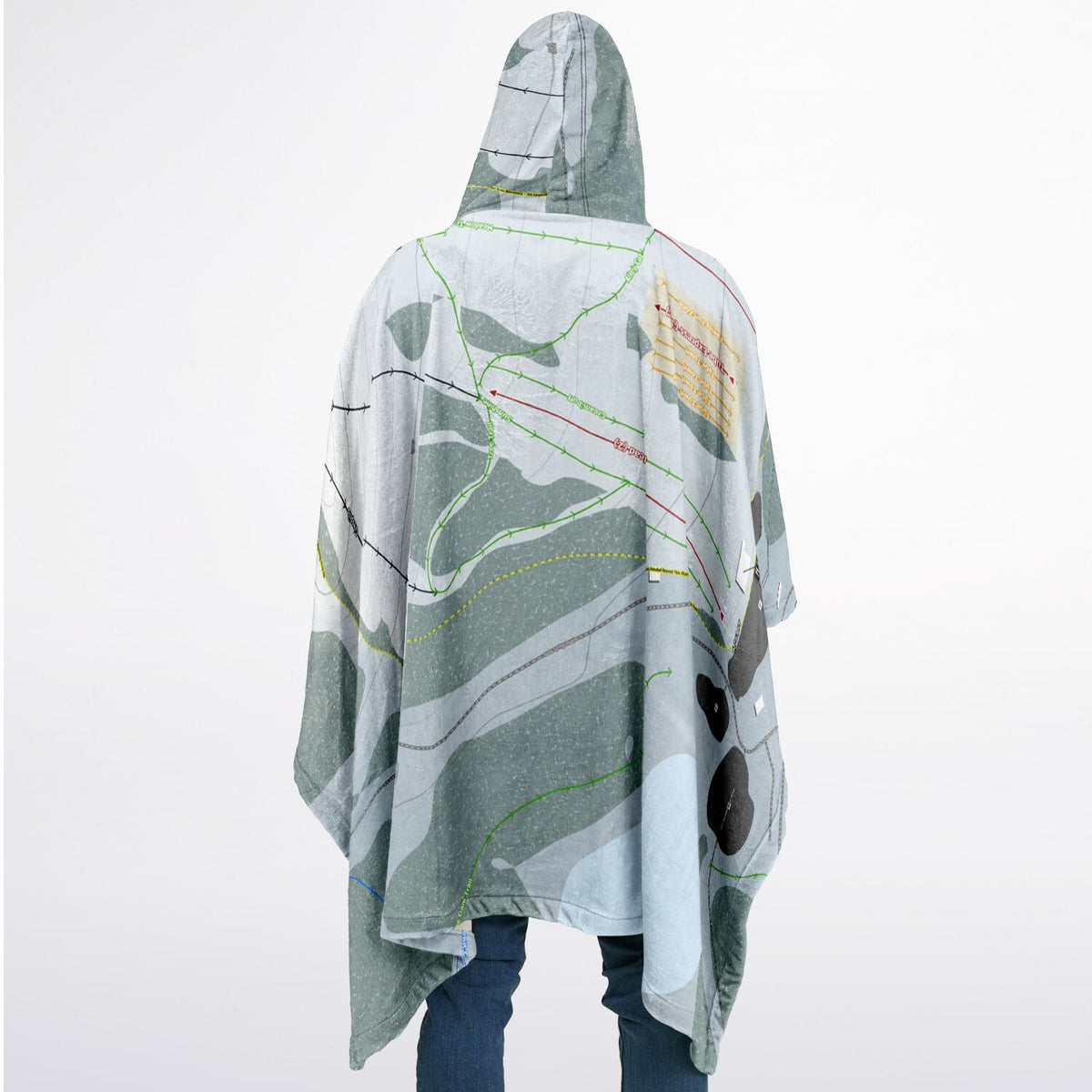 Soda Springs, California Ski Resort Map Flannel Blanket Poncho