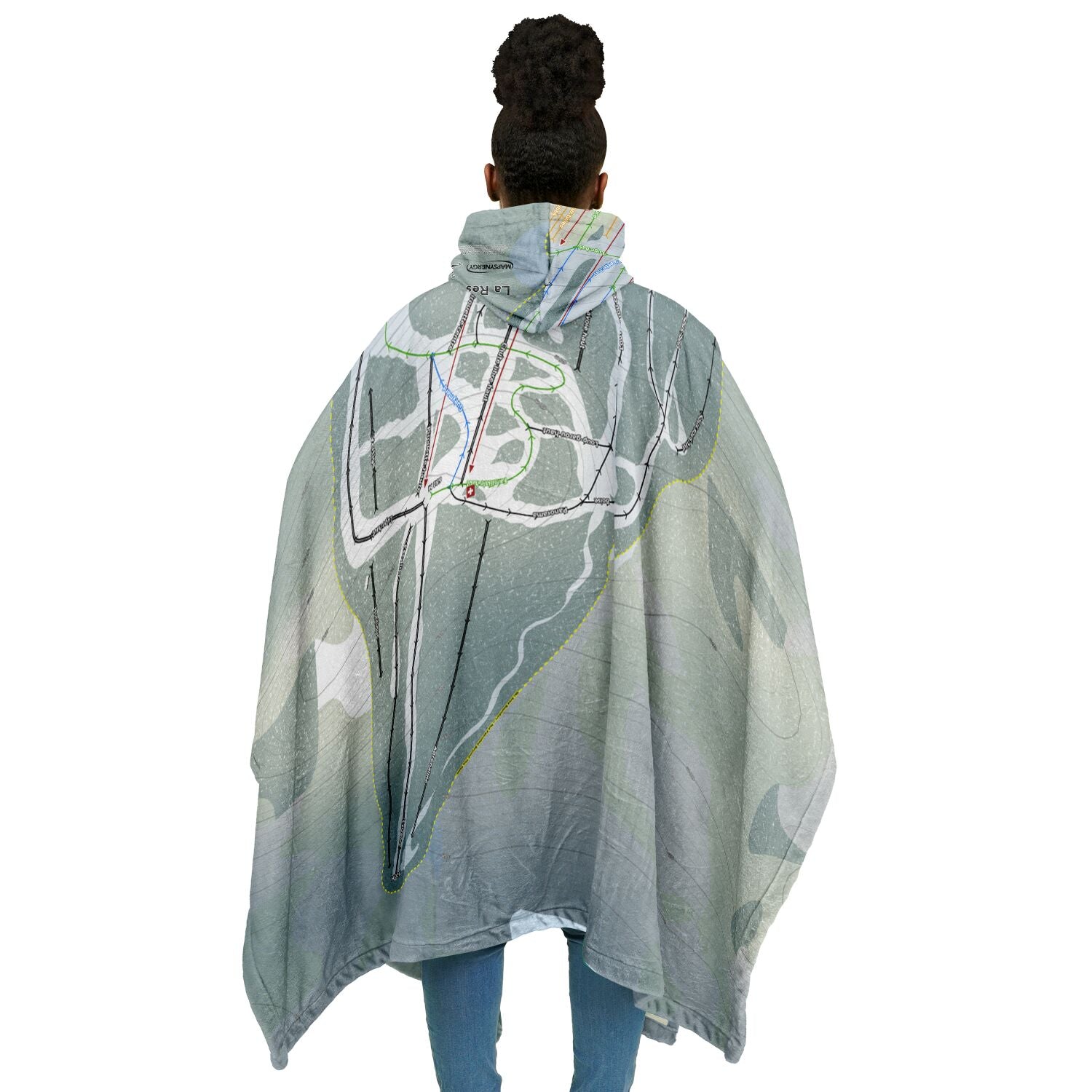 La Reserve, Quebec Ski Resort Map Flannel Blanket Poncho