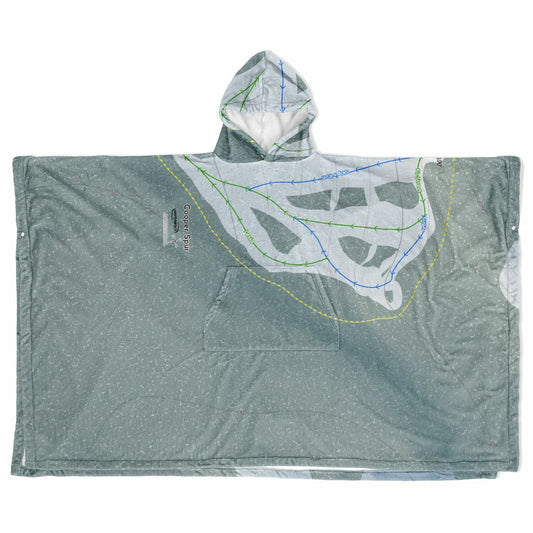 Cooper Spur, Oregon Ski Resort Map Flannel Blanket Poncho