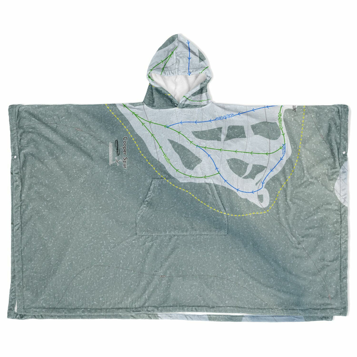 Cooper Spur, Oregon Ski Resort Map Flannel Blanket Poncho