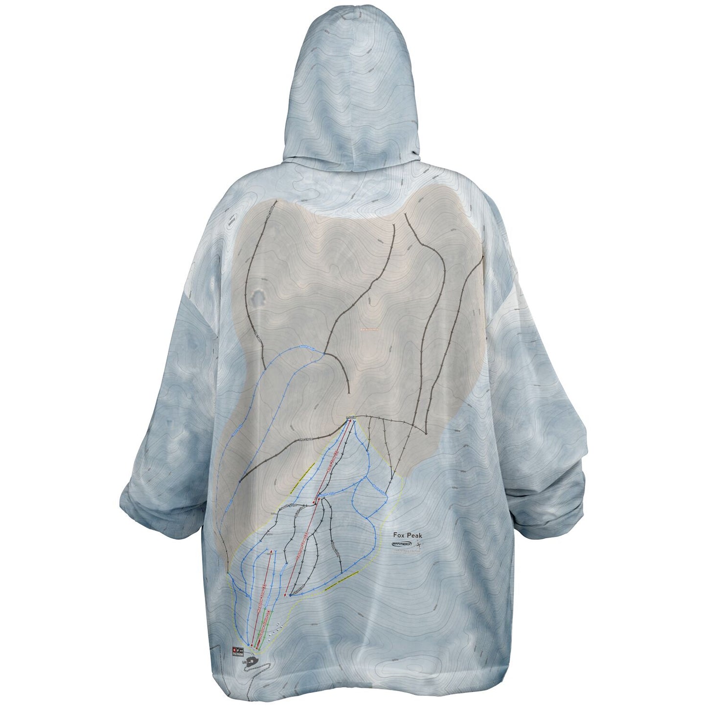 Fox Peak, New Zealand Ski Trail Map - Snug Hoodie - Powderaddicts