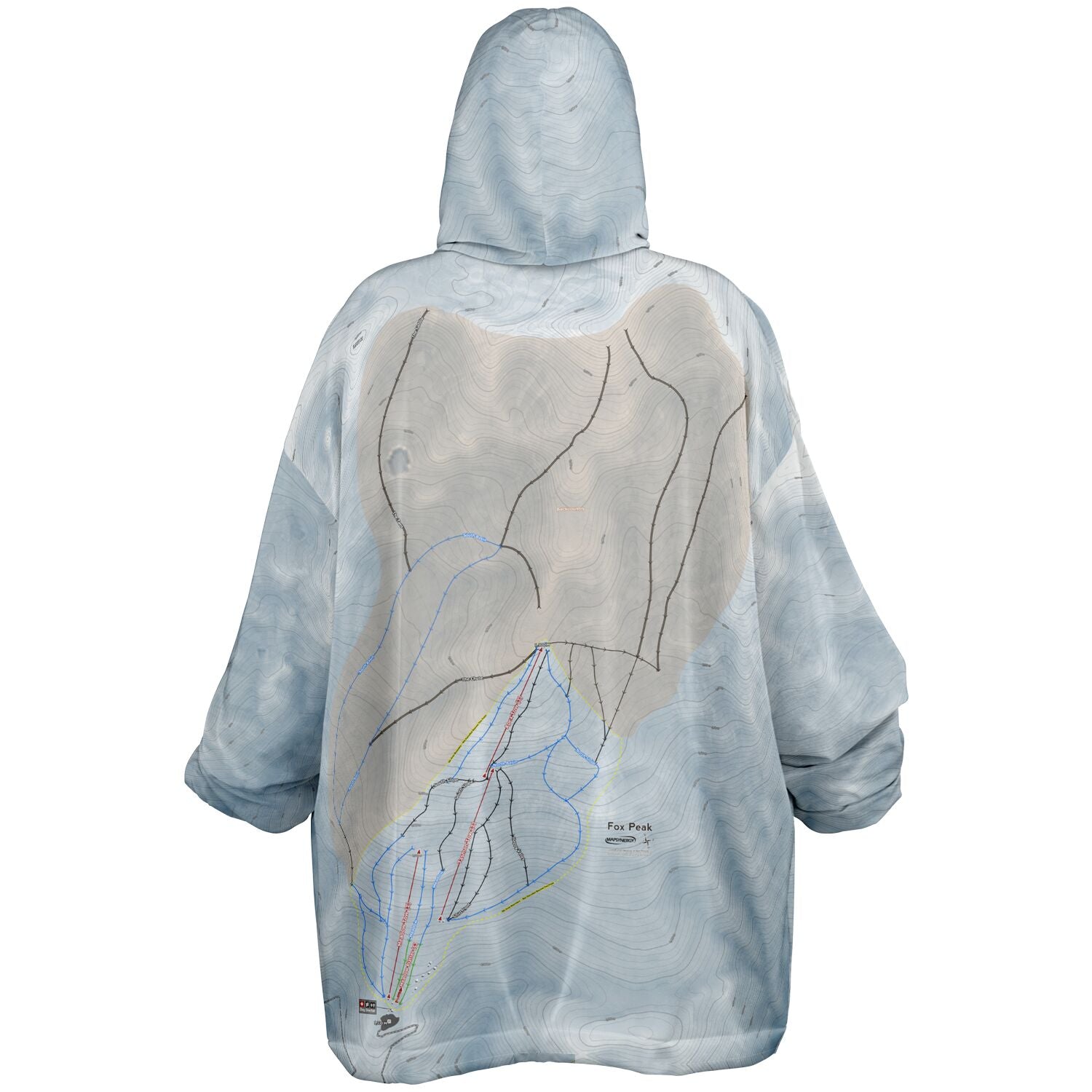Fox Peak, New Zealand Ski Trail Map - Snug Hoodie - Powderaddicts